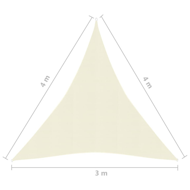 Fobbs 3m x 4m Triangular Shade Sail, Cream