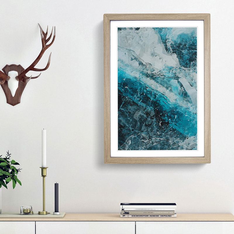 Beauty of a Glacier in Abstract - Picture Frame Graphic Art Print, Oak Framed, 36cm H x 27cm W x 2cm D