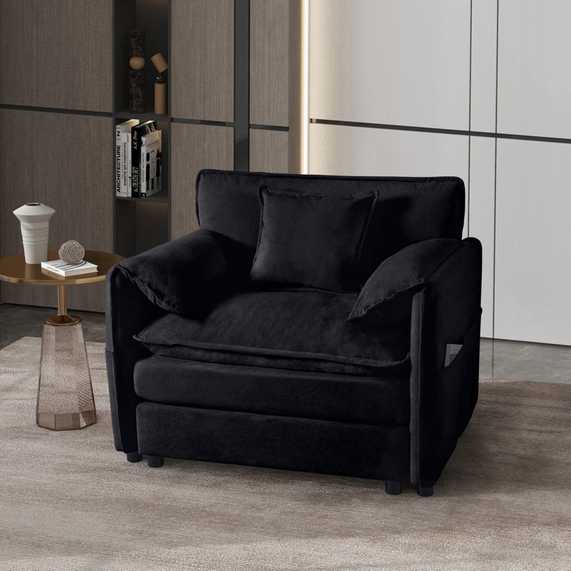 Oversized Chenille Oversized Accent Chair, Black Chenille, 1
