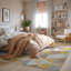 Tapis jaune à motif abstrait Ayo-869283571