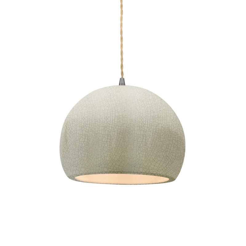 Luminaire suspendu à 1 lumière Aschwin, H 6 po x l 7 po x P 7 po, Blanc craquelé, Nickel brossé