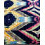 Tapis unique bleu marine / rose / jaune / ivoire surteint de 4 pi 1 po x 6 pi 2 po Overdyed