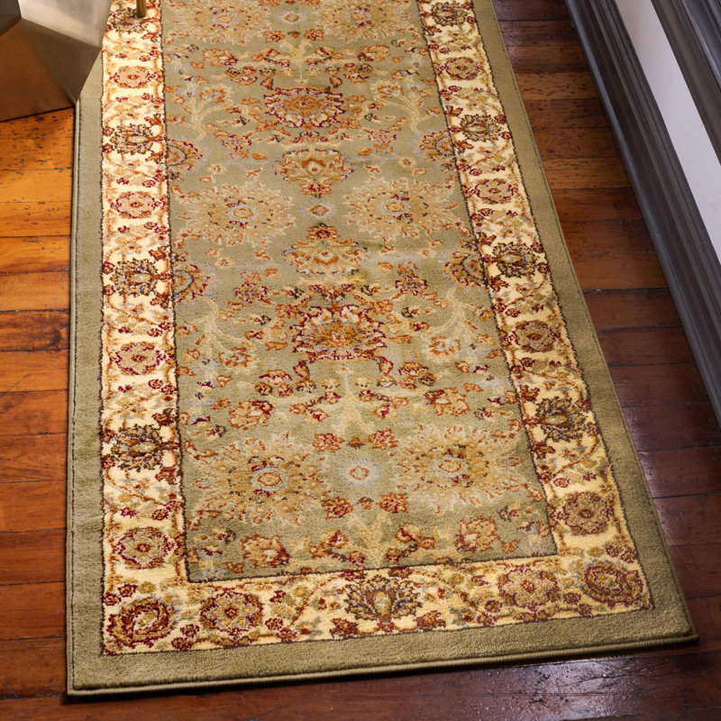 Niles Oriental Light Green Area Rug, Runner 2' x 5'3"