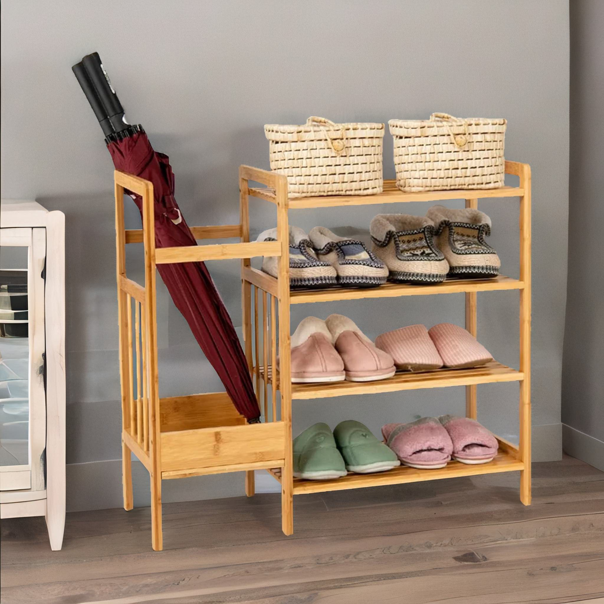 8 Pair Solid Wood Shoe Rack