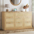 26" W Rattan Nightstand And 9-Drawer Boho Wood Chest Of Drawer 60" Wide Rattan Style