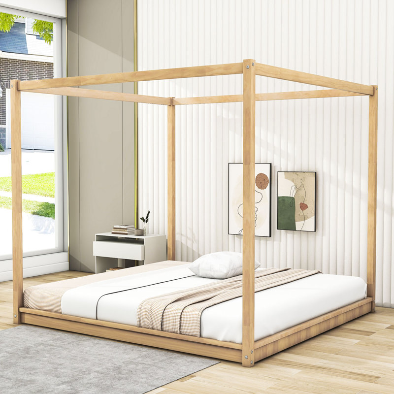 Plainville King Canopy Bed, Natural