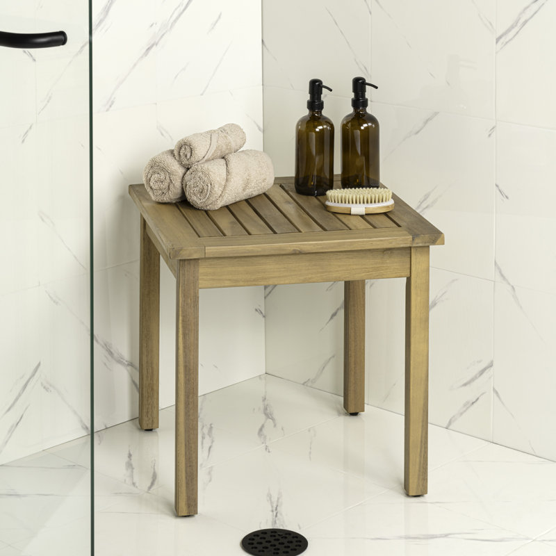 Table de bout d'extérieur carrée en bois d'acacia 18 po Archer, Teck clair