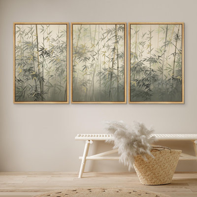 Minimal Botanical Elegant Bamboo Artwork, Botanical Poster Tranquil Nature artwork Asian Zen Decor, Living Room Pictures, Giclee Canvas Digital Print Framed Wall Art