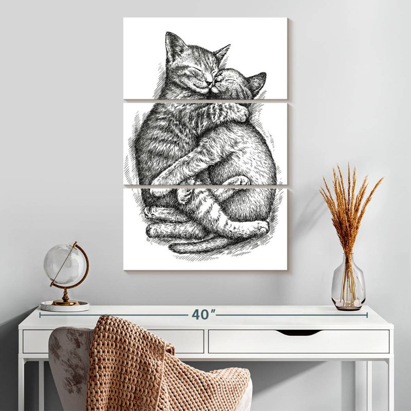 Deux chats câlins Brampt, H 32 po x l 20 po