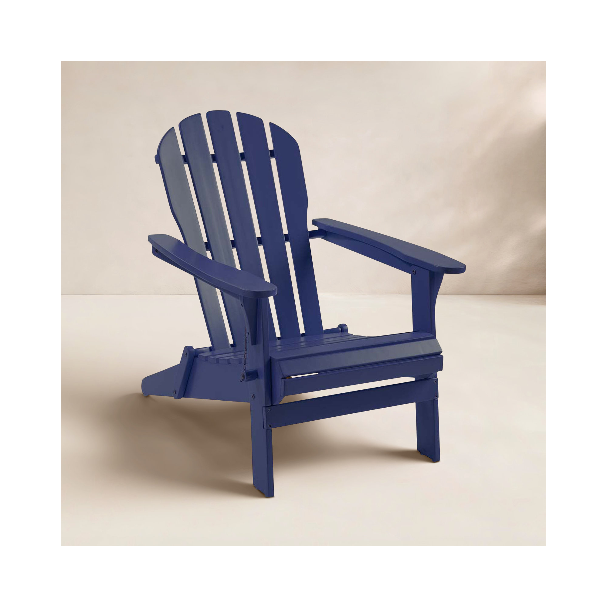 Hillandale Eucalyptus Foldable Outdoor Adirondack Chair, Navy