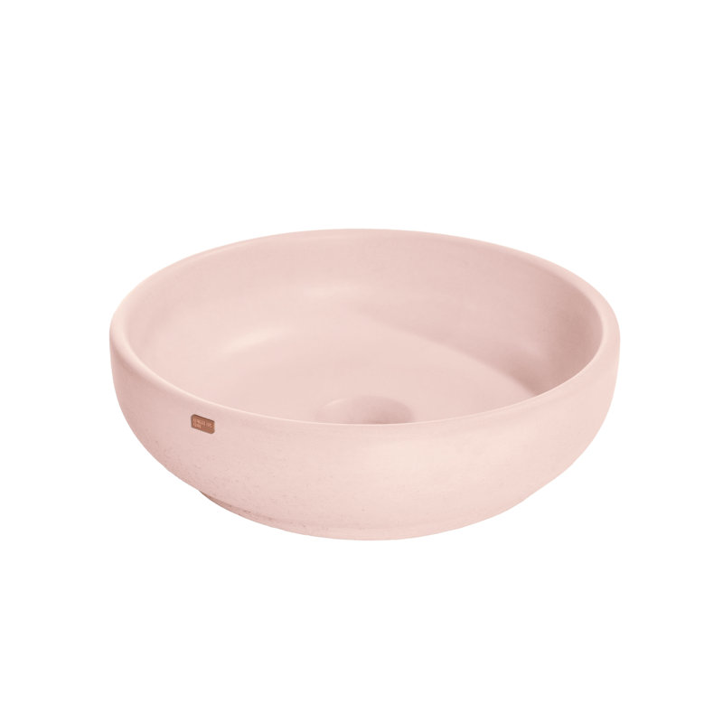 Fladd Round Concrete Vessel Sink, Coral Light Red