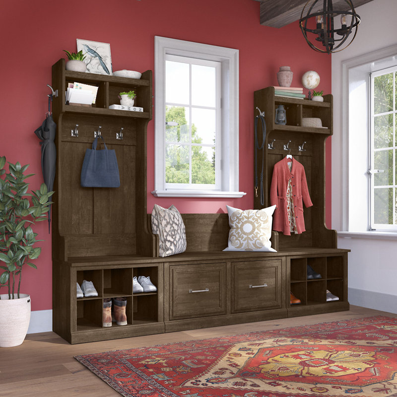 Arulappu Hall Trees with 40W Door Bench, Seat, and New Shoe Benches, Ash Brown