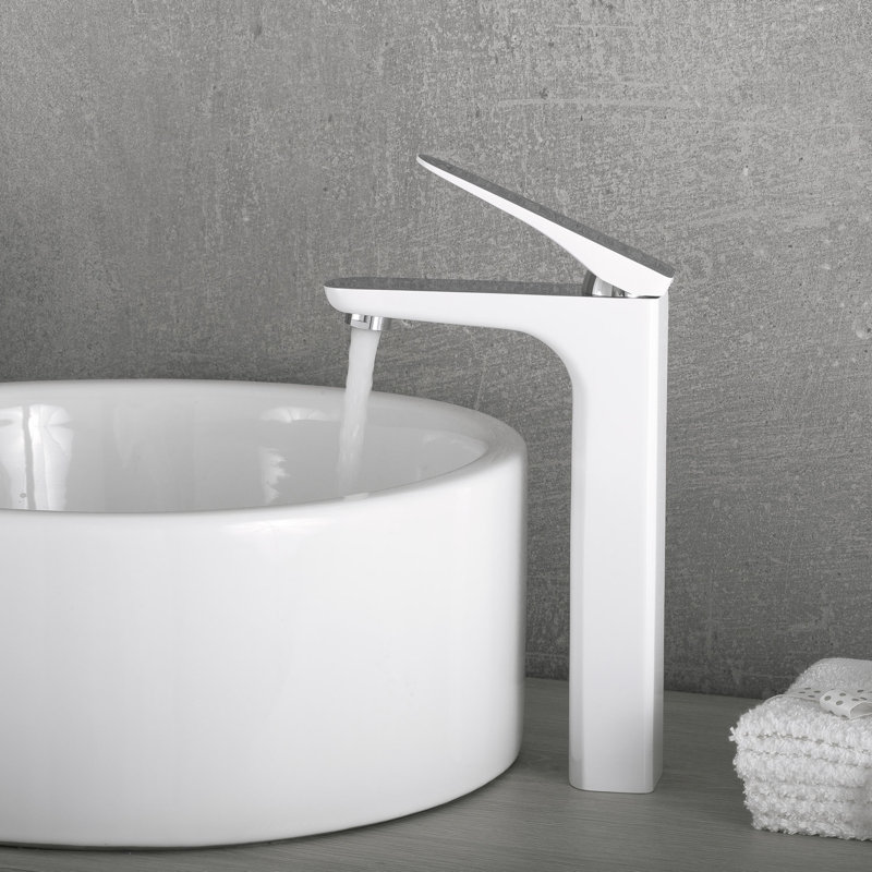 Vessel Sink Faucet Single-handle Bathroom Faucet, Chrome White
