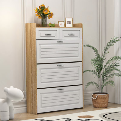 Range-chaussures avec 3 portes et 2 tiroirs, grand espace de rangement