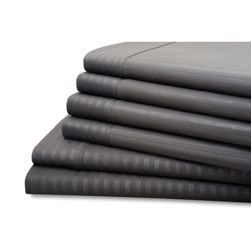 Hotel New York 4 or 6 Piece Dobby Stripe Sheet Set, Platinum, Twin