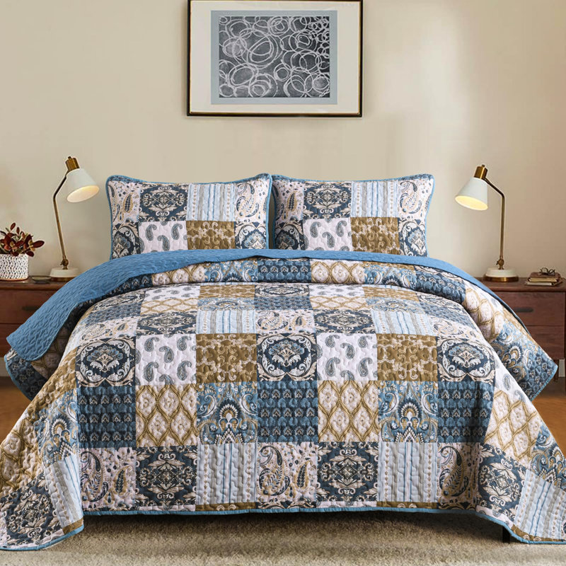 Ensemble de courtepointe Boho, Très grand édredon + 2 taies décoratives