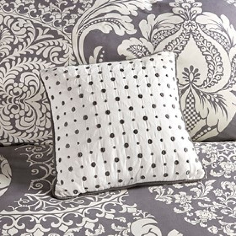 Ensemble d'édredon luxueux à motif damas indigo luxueux - 7 pièces