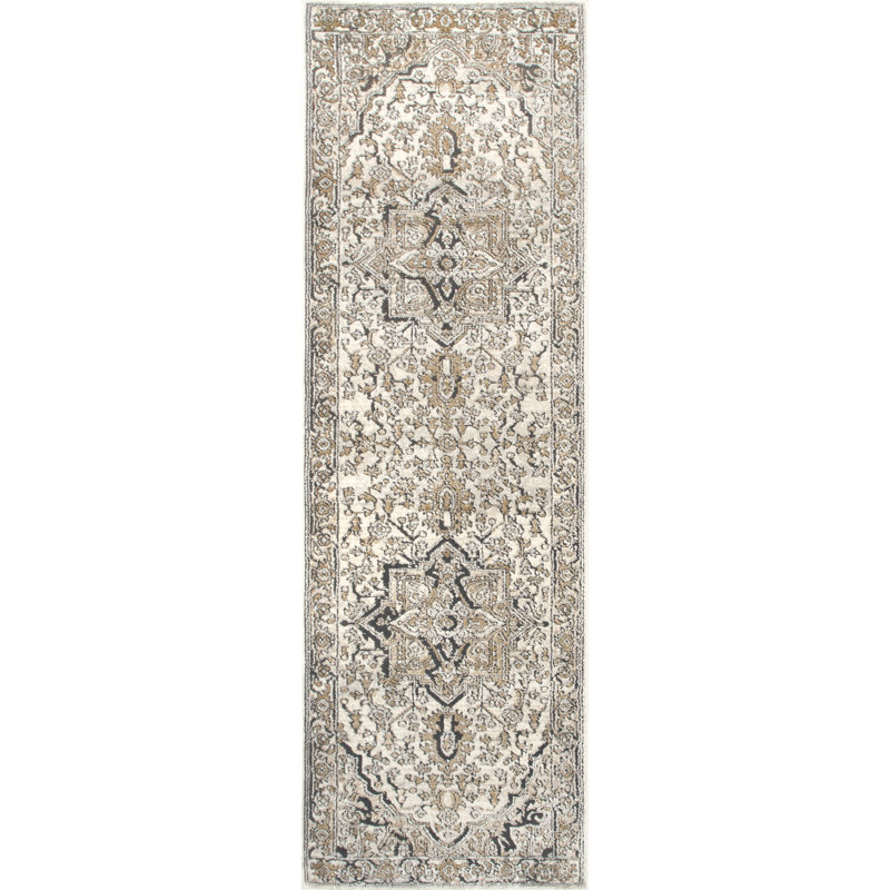 Oriental Beige/Gray Area Rug, Runner 2'8" x 8'
