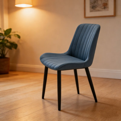 Ensemble de 4 chaises de salle à manger sans accoudoirs modernes en cuir de polyuréthane avec pieds en métal