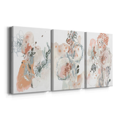 Petal Drift I  -Custom Wrapped Gallery Canvas - 3 Pieces