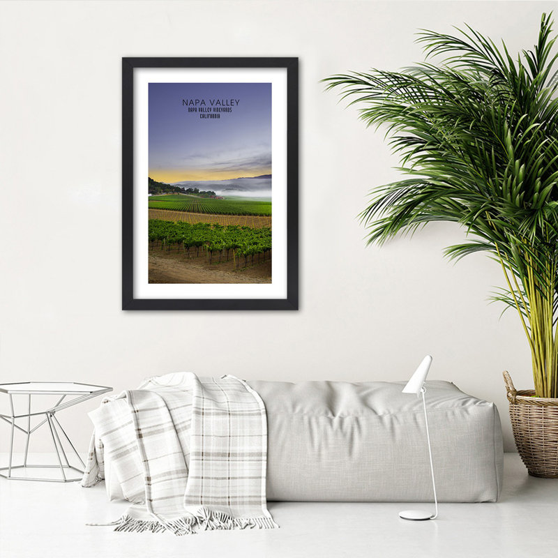 Napa Valley Landscape - Single Picture Frame Print, 90cm H x 60cm W, Black