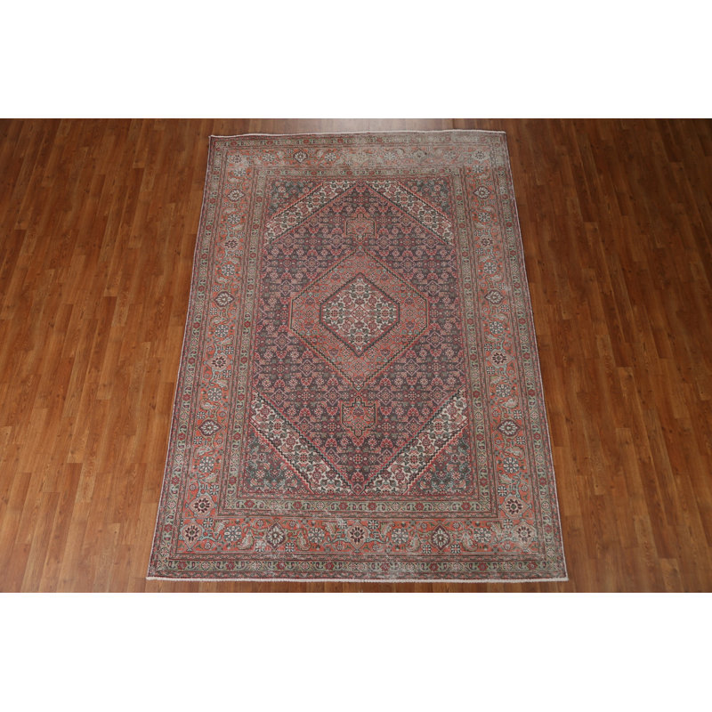 Tapis rétro en laine de style persan Tabriz rétro noué à la main 7 x 10