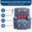 Fauteuil inclinable massant et chauffant avec très grand repose-pieds, porte-gobelet et poches latérales pour le salon-2128650674