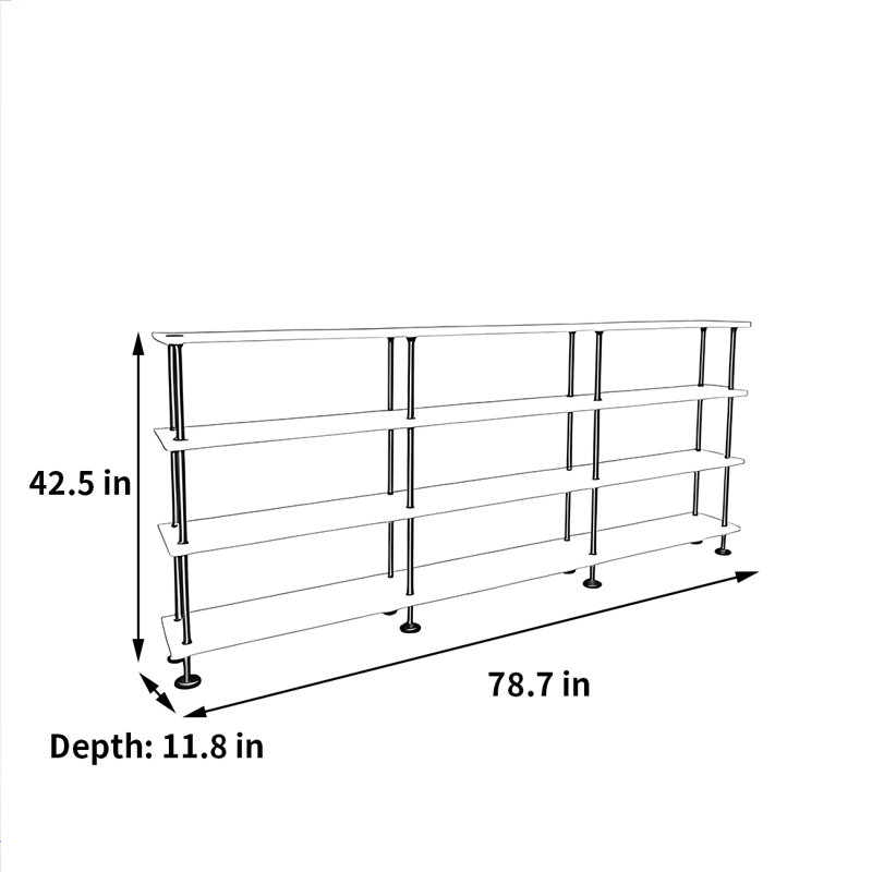 Simple and high-quality bookcase, (4 Shelves) 42.5"H x 78.7"W x 11.8"D