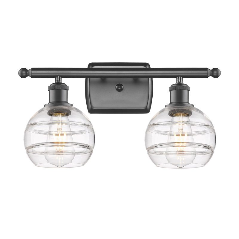Éclairage pour meuble-lavabo à 2 lumières à intensité variable Natick, Chrome poli, Transparent