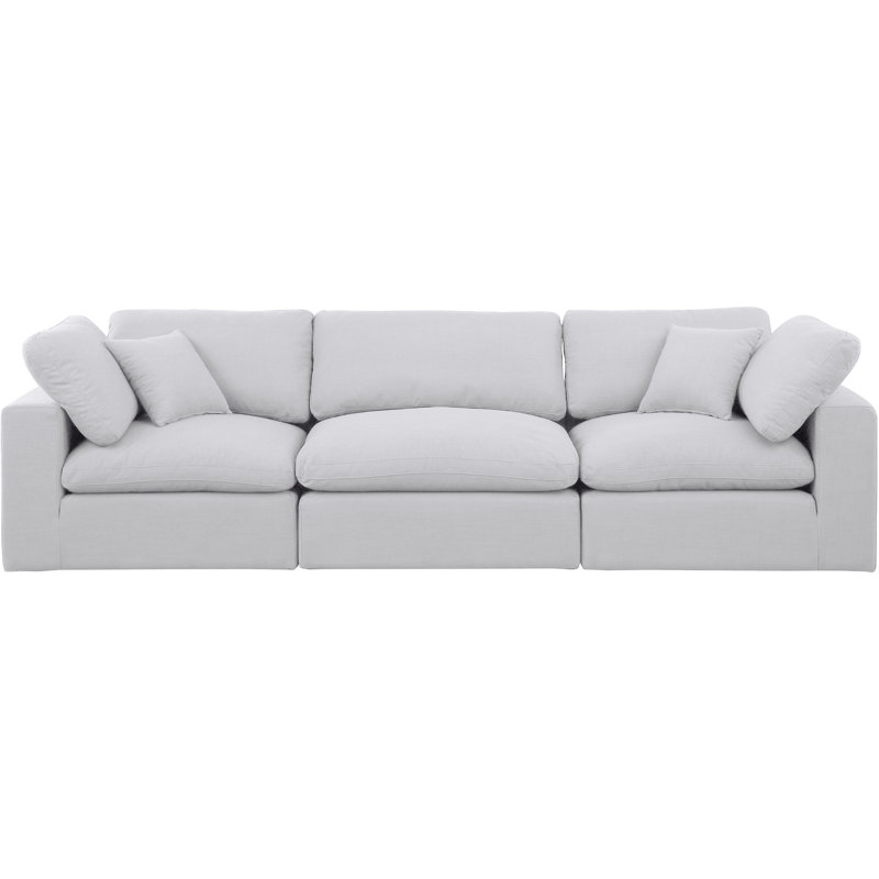 Hisamuddin 119" Linen Modular Sofa, White Linen Textured Fabric