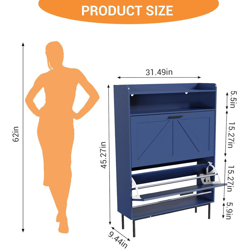 Space-Saving Slim Shoe Cabinet for Closet Storage - Vertical Narrow Footwear Organizer for Wardrobe - Modern Minimalist Shoe Rack, Easy Assembly