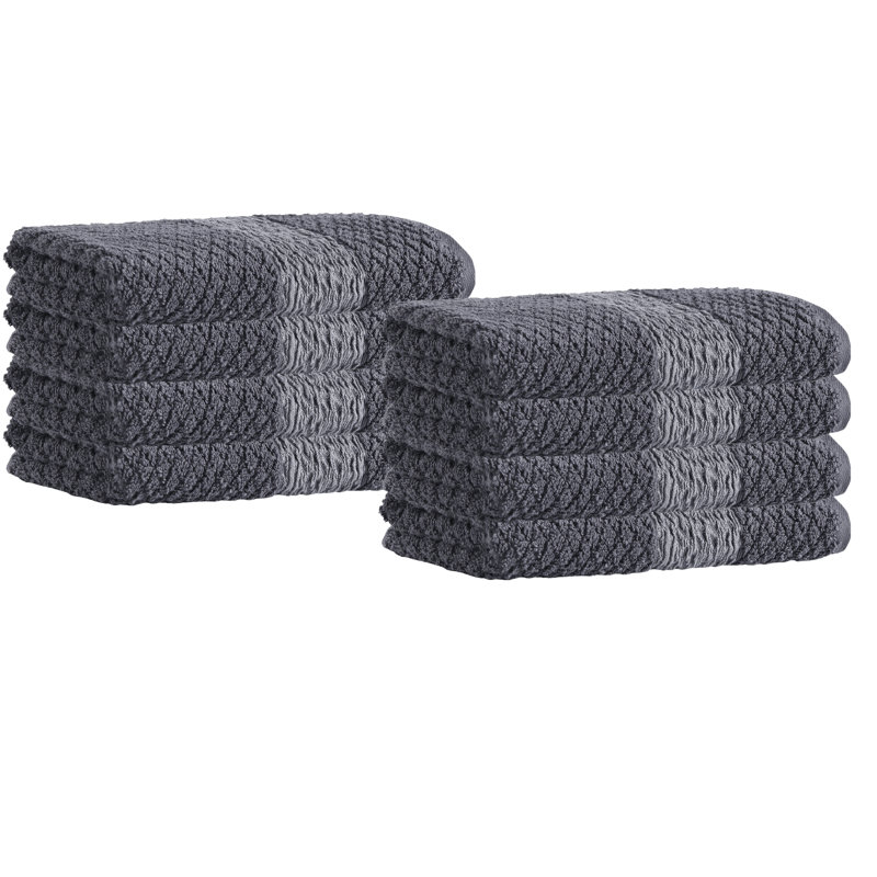 Ensemble de 8 serviettes en coton turc 8 pièces, Anthracite