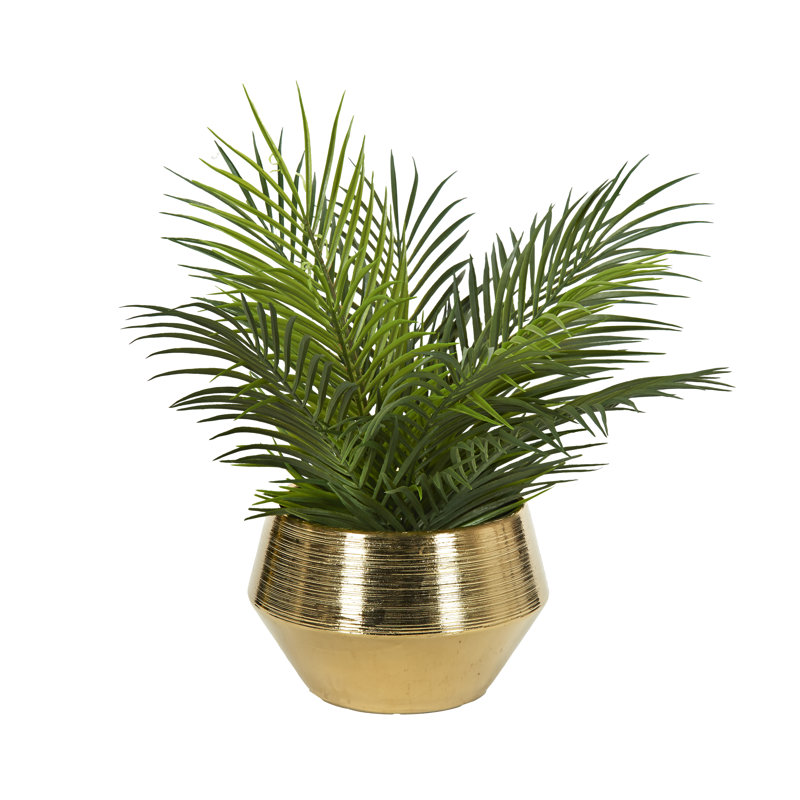 Palm Branches in Gold Ceramic Pot