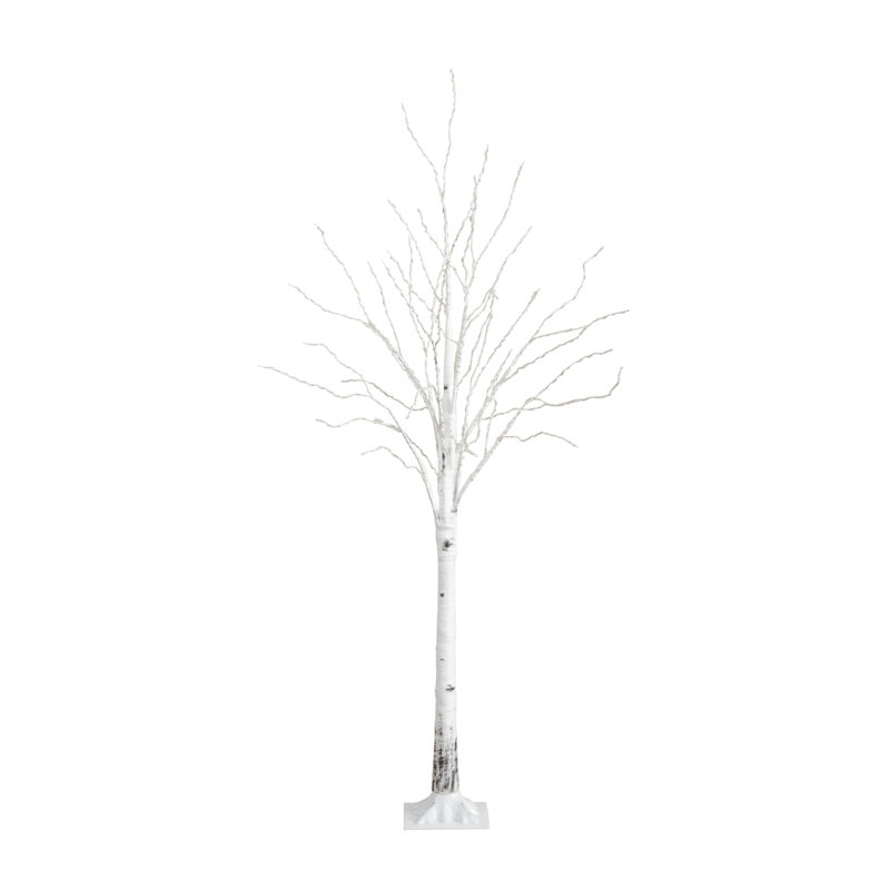 Bouleau blanc artificiel pré-éclairé avec lumières DEL blanc chaud, 6'