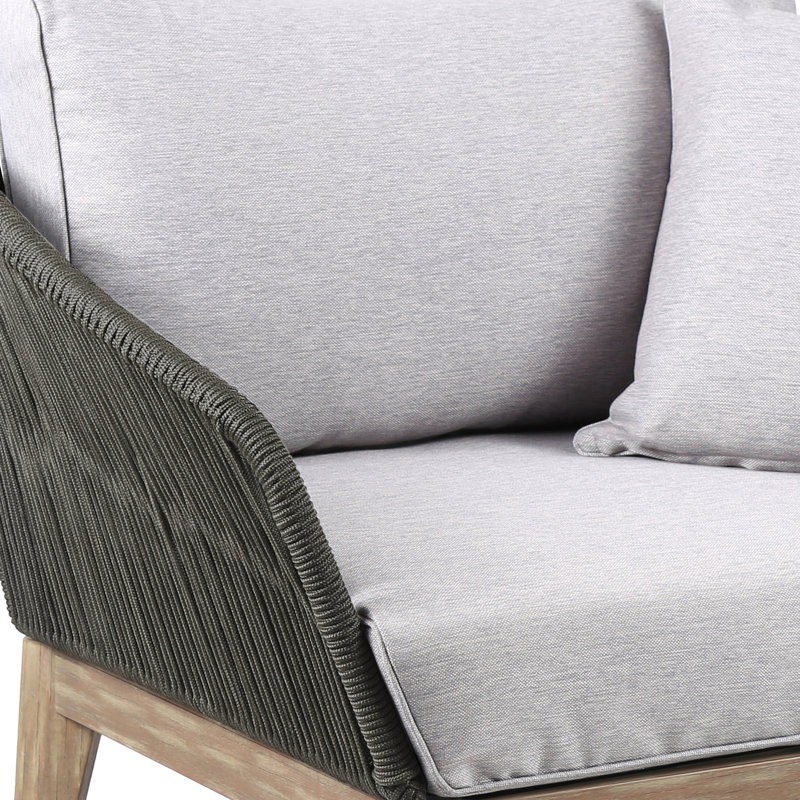 Fauteuil club d'extérieur en bois d'eucalyptus Chakiya, Beige/noir