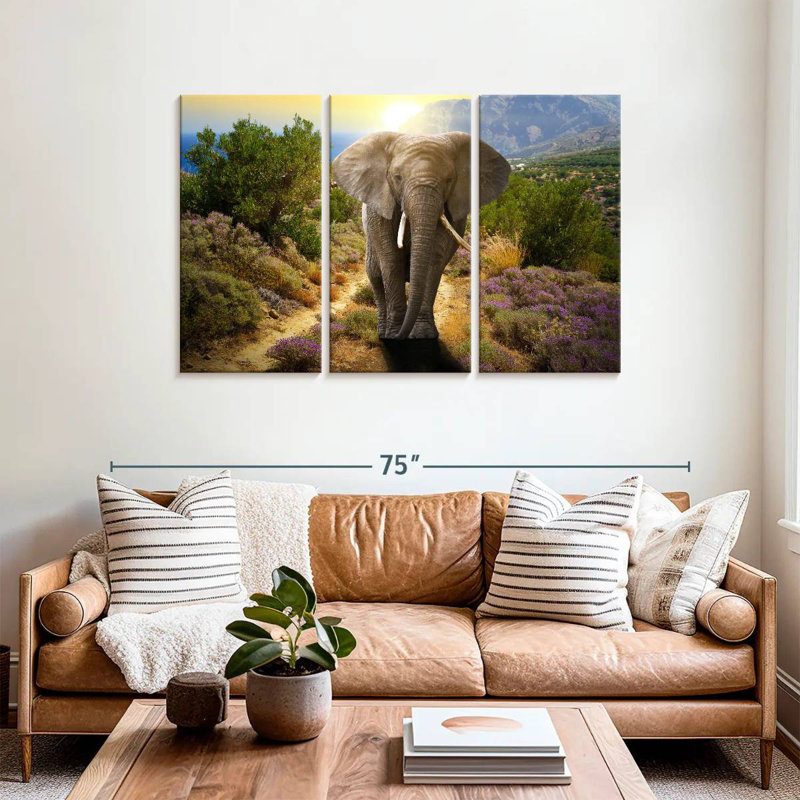 Brampt Elephant Frolicking, 36" H x 57" W