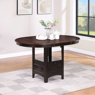 Extension Counter Dining Table, Chestnut Color, Pedestal, Classic And Contemporary Style, Room Use Structure, Natural Wood Aesthetic, 4 - Seater
