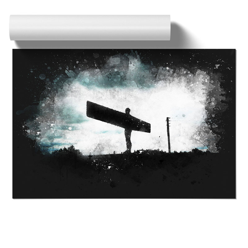 Angel of the North in Newcastle Paint Splash - Frameless Print, 59cm H x 84cm W x 0.1cm D