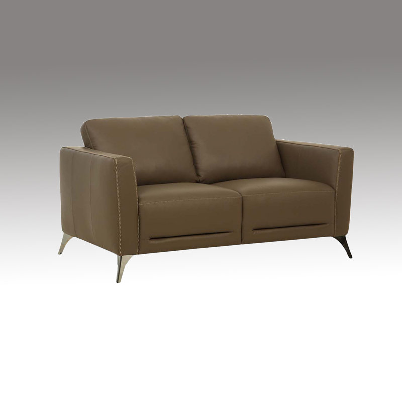 Causeuse en cuir avec pieds en métal, Similicuir taupe