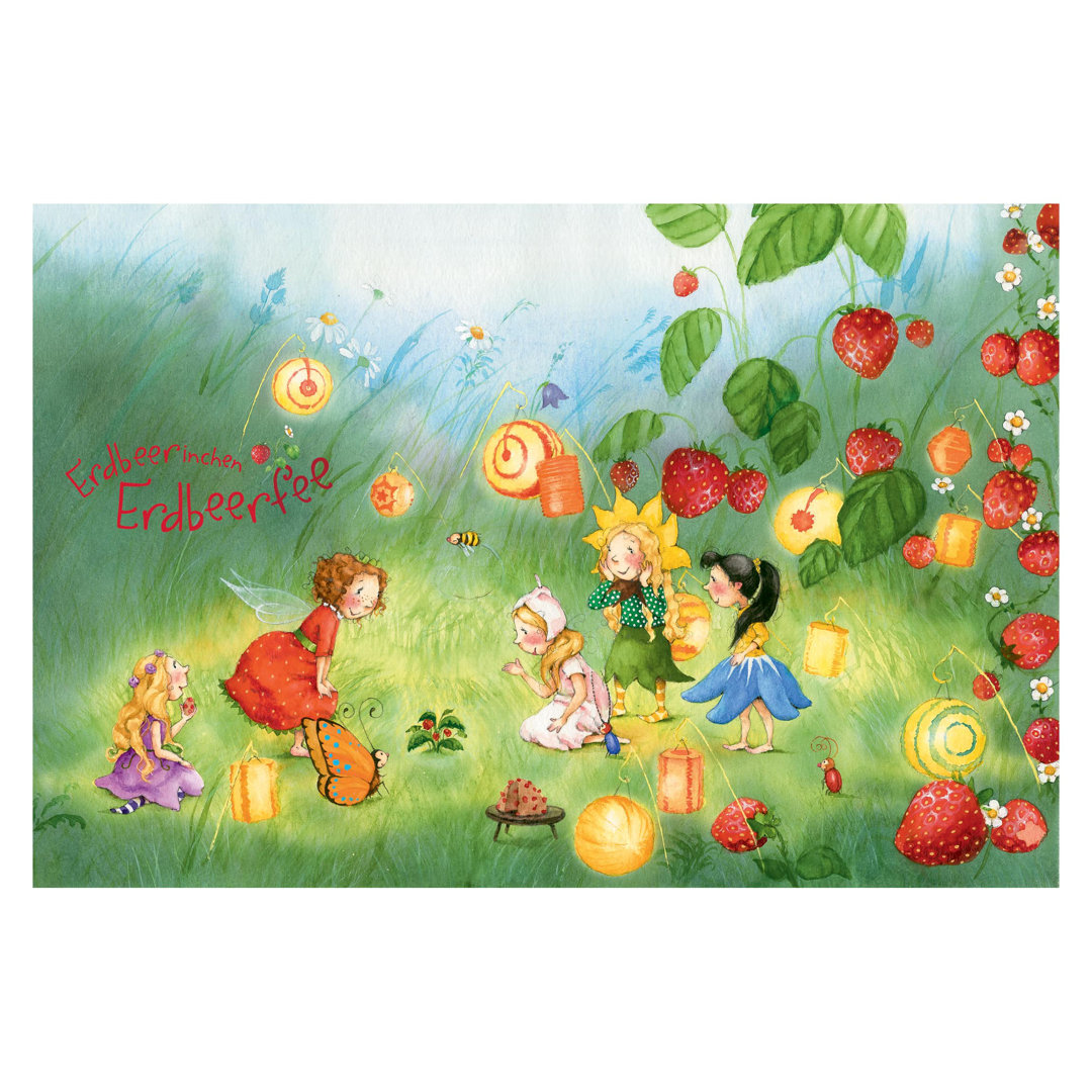 Evie the Strawberry Fairy - Lanterns 3.2m x 4.8m Textured Matte Peel & Stick Wall Mural