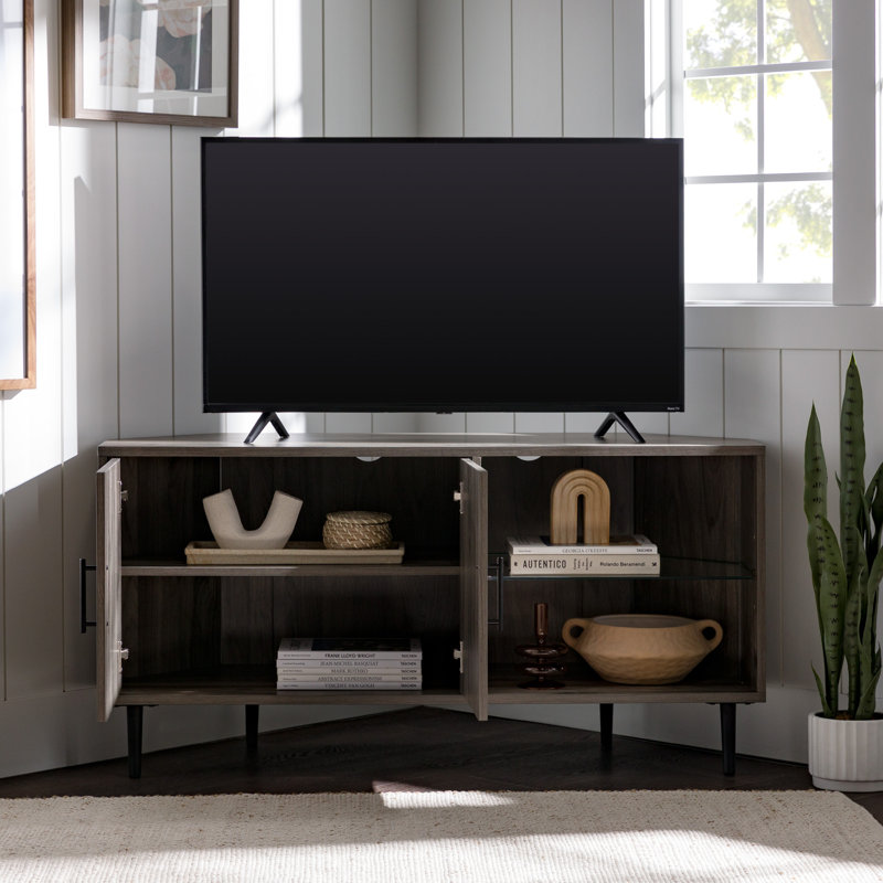 Meuble télé d'angle pour téléviseur de 50 po ou moins Bulhary, Gris ardoise