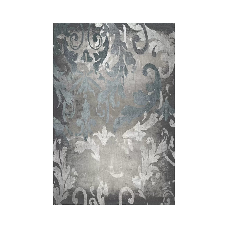 Damask In Silver I by Ellie Roberts - Wrapped Canvas Gallery-Wrapped Canvas Giclée, 20.32 cm H x 30.48 cm W