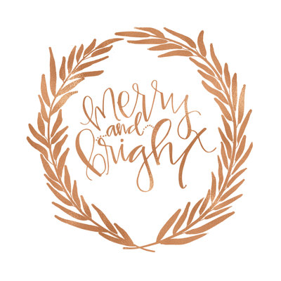 Merry And Bright Gold On White - Wrapped Canvas Print