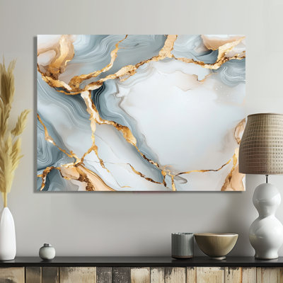 Fractured Marble Time I - Abstract Metal Wall Decor, Marble Wall Decor Metal Print