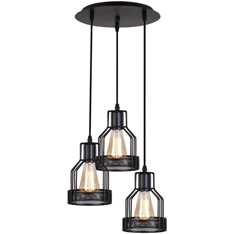 3 - Light Vintage Chandelier Ceiling Hanging Light Fixture With Adjustable Height