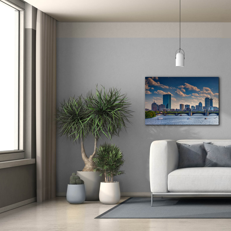 «Longfellow Bridge And The Boston Skyline» par Rick Berk, art mural sur toile, H 26 po x l 40 po