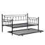 Lit de jour avec couchette en noir - Conception moderne pour améliorer l'espace, durabilité de la structure en métal, endroit de repos calme et paisible, ensemble d'assemblage facile, aucun sommier tapissier requis, peut supporter une efficacité de 250/350 lb,