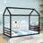 Montessori-Inspired House-Shaped Metal Floor Bed With Roof-228661972-228661973