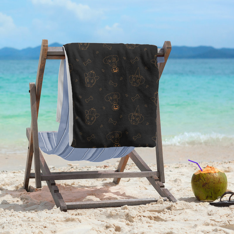 Beach Towel, Black/Orange, Microfiber
