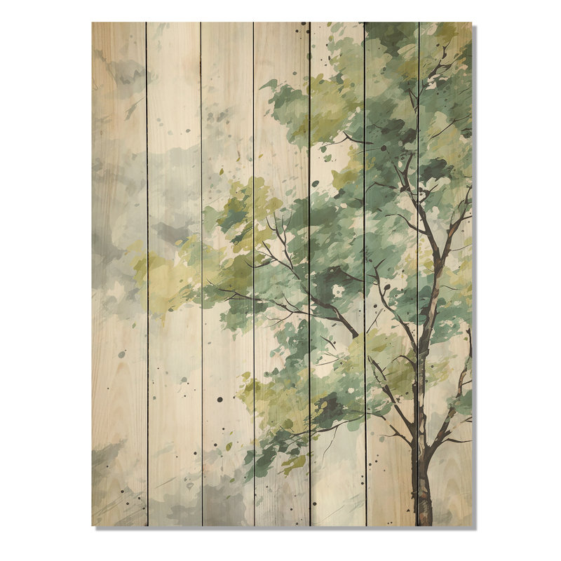 Sycomore vert - reproduction d'arbre sur bois, H 20 po x l 10 po